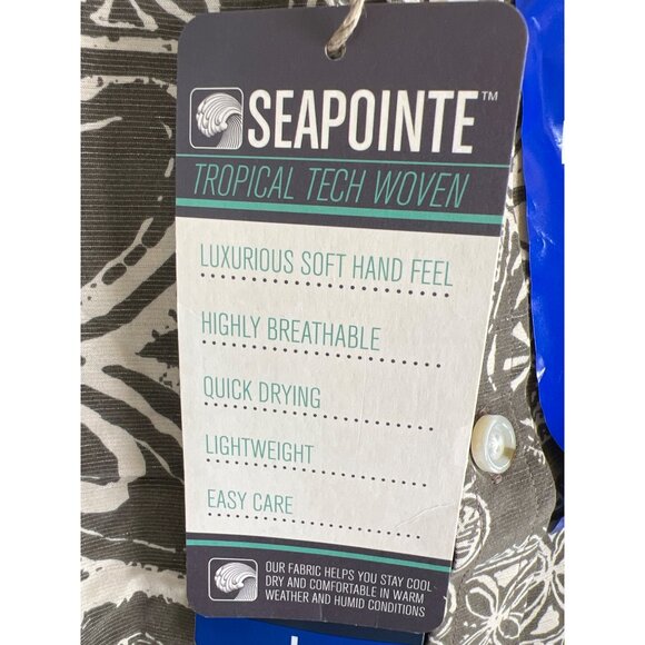 NWT Seapointe Mens Size L Natural Tan Casual Camp Shirt S/S Modal Blend Tropical - Picture 8 of 11